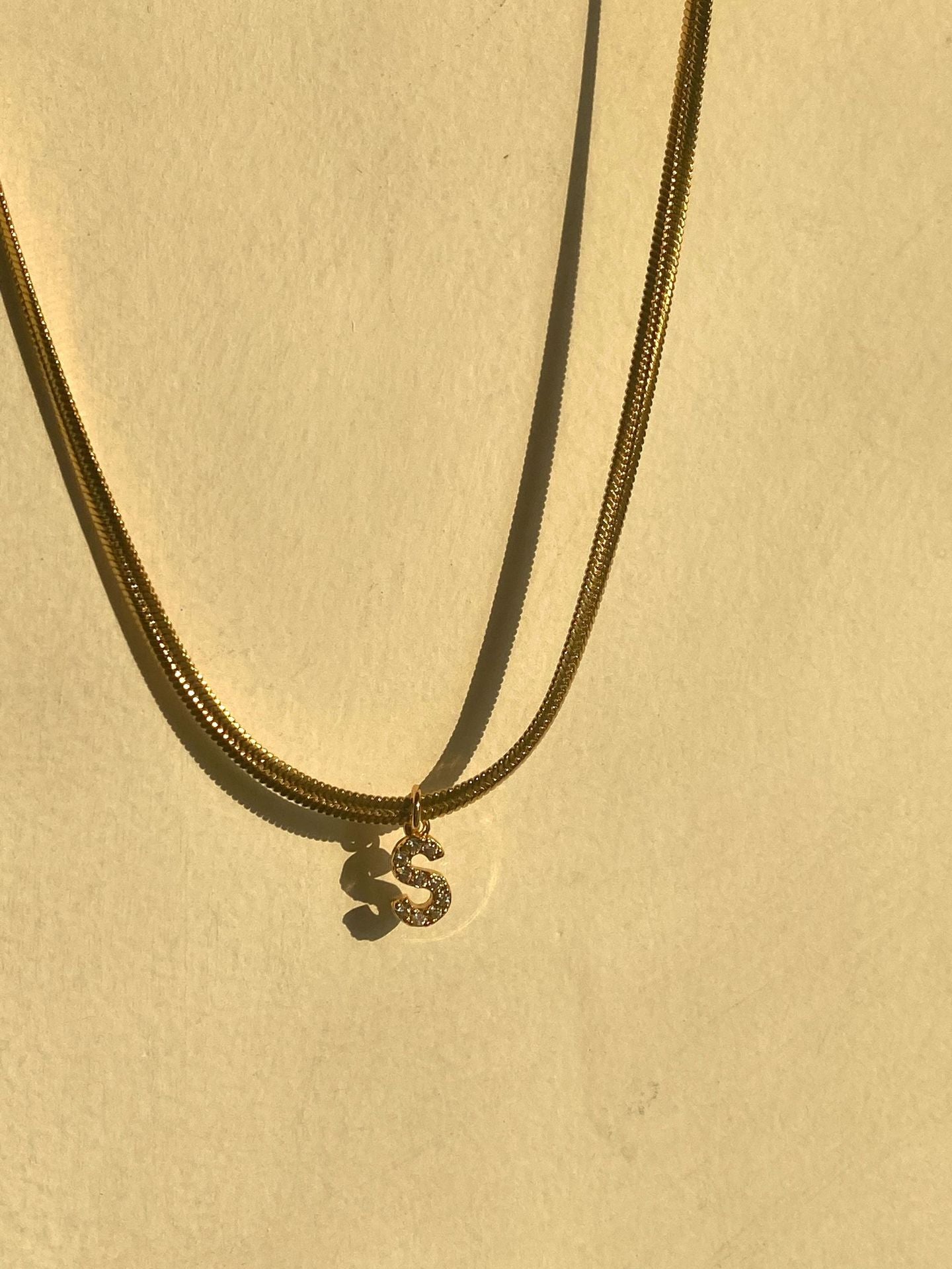 First Batch of 18k Real Gold Electroplated Zircon Small Letters Snake Chain Necklace